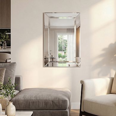 Modern Beveled Rectangle 36" x 24" Horizontal & Vertical Wall Mirror