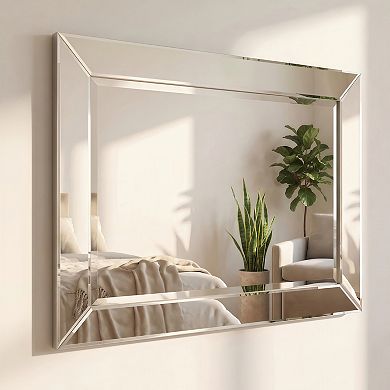 Modern Beveled Rectangle 36" x 24" Horizontal & Vertical Wall Mirror