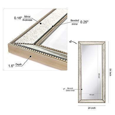 Champagne Bead Beveled Rectangle Wall Mirror