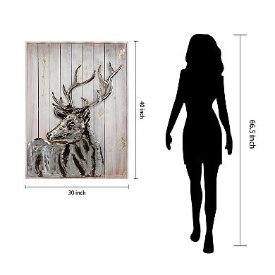 Deer 2 Iron Wooden Wall Art