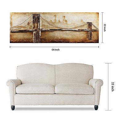 Bridge to the City 2 Rugged Wooden Wall Art