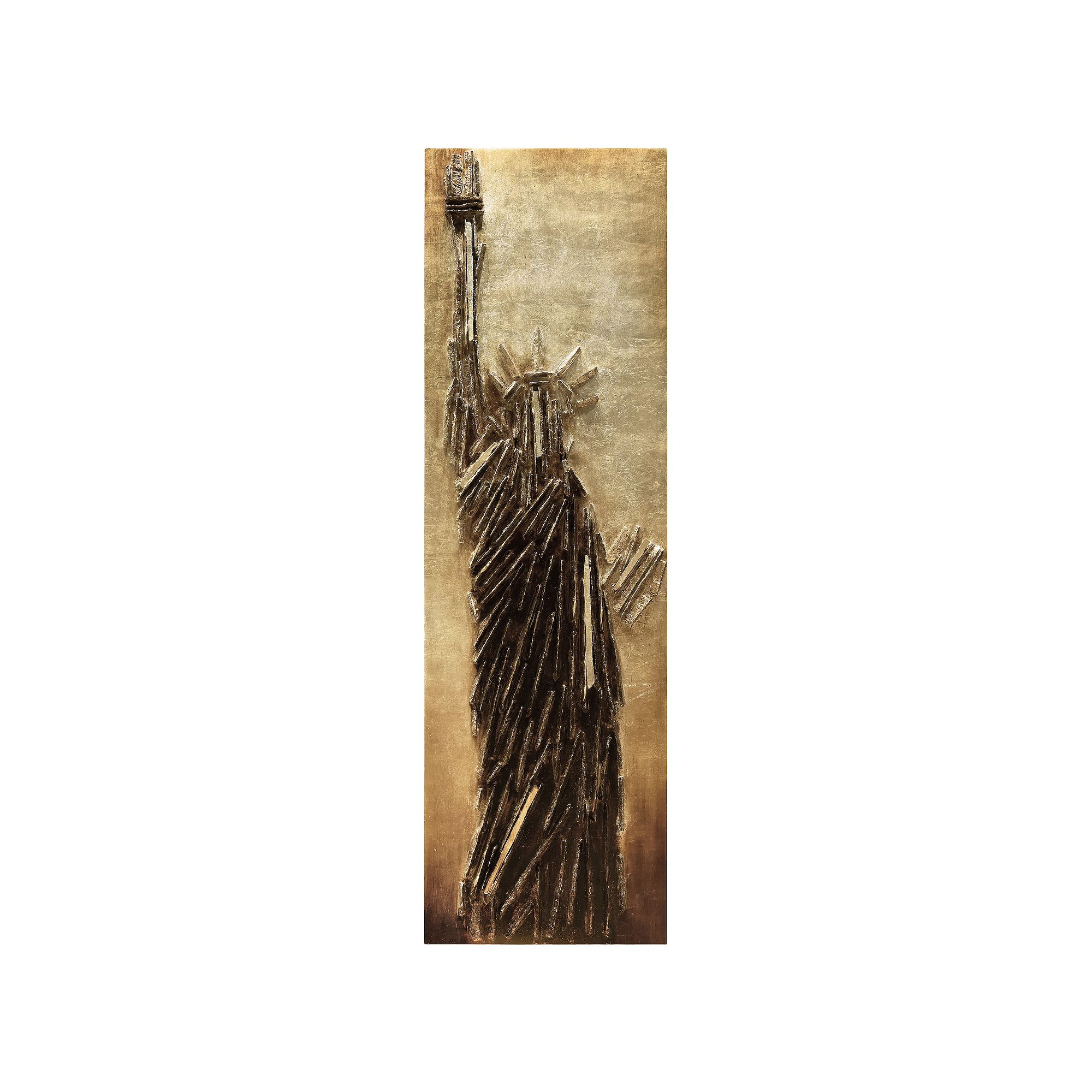 Liberty Rugged Wooden Wall Art, Gold