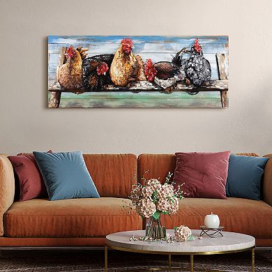 Chickens Iron Wooden Wall Art