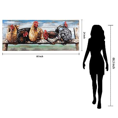 Chickens Iron Wooden Wall Art