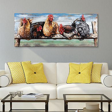 Chickens Iron Wooden Wall Art