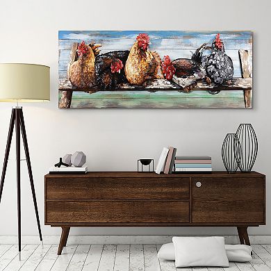 Chickens Iron Wooden Wall Art