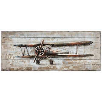 Model Airplane Iron Wooden Wall Art