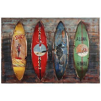 Surfboards Iron Wooden Wall Art