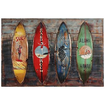 Surfboards Iron Wooden Wall Art