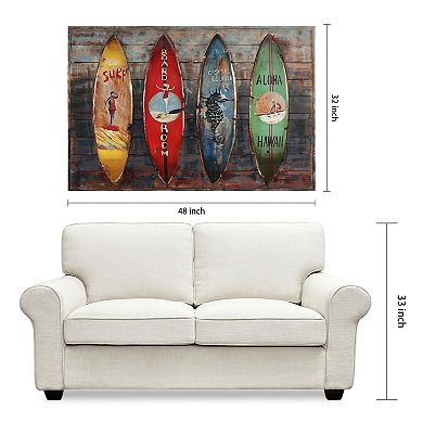 Surfboards Iron Wooden Wall Art