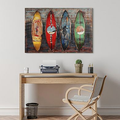 Surfboards Iron Wooden Wall Art
