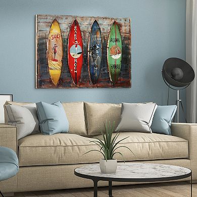 Surfboards Iron Wooden Wall Art