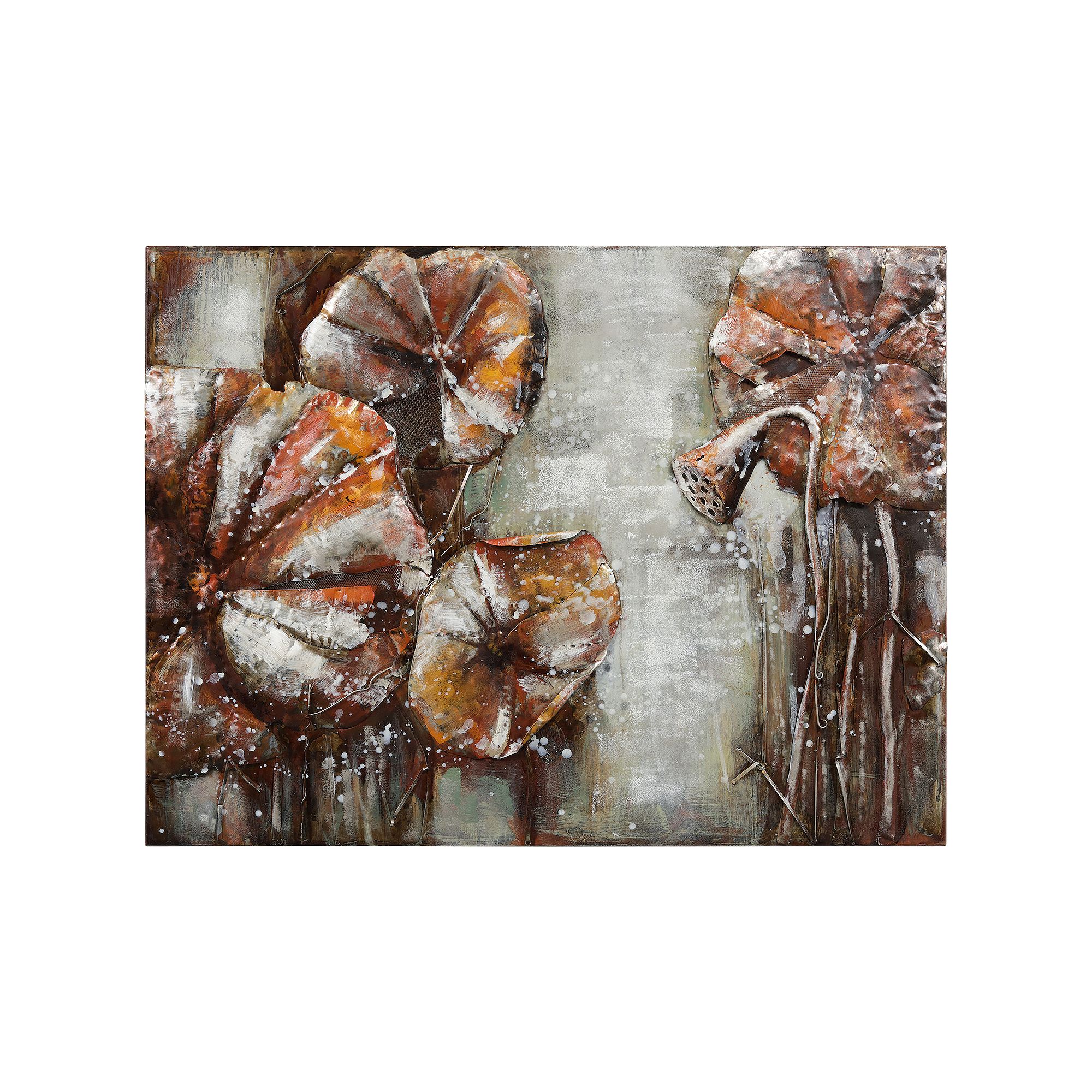 Water Lilly Pads 2 Mixed Media Iron Dimensional Wall Art, Multi