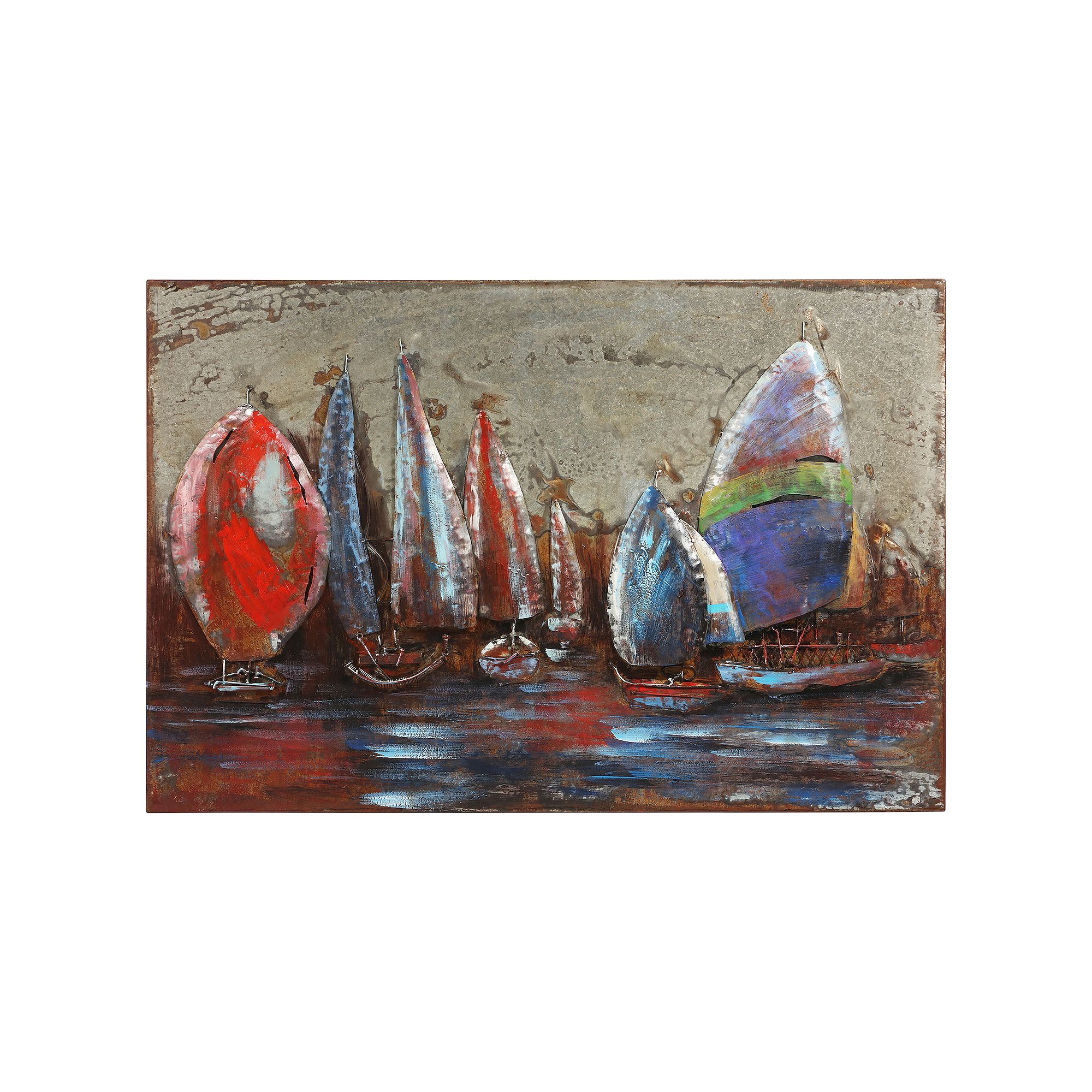 The Regatta 2 Mixed Media Iron Dimensional Wall Art, Multi
