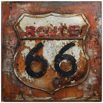 Route 66 Mixed Media Iron Dimensional Wall Art