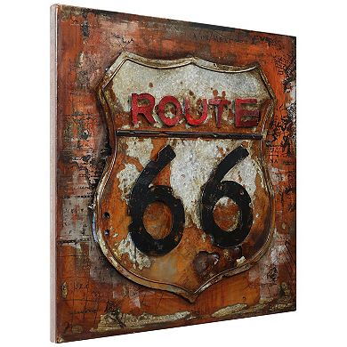 Route 66 Mixed Media Iron Dimensional Wall Art