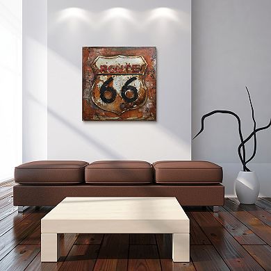 Route 66 Mixed Media Iron Dimensional Wall Art