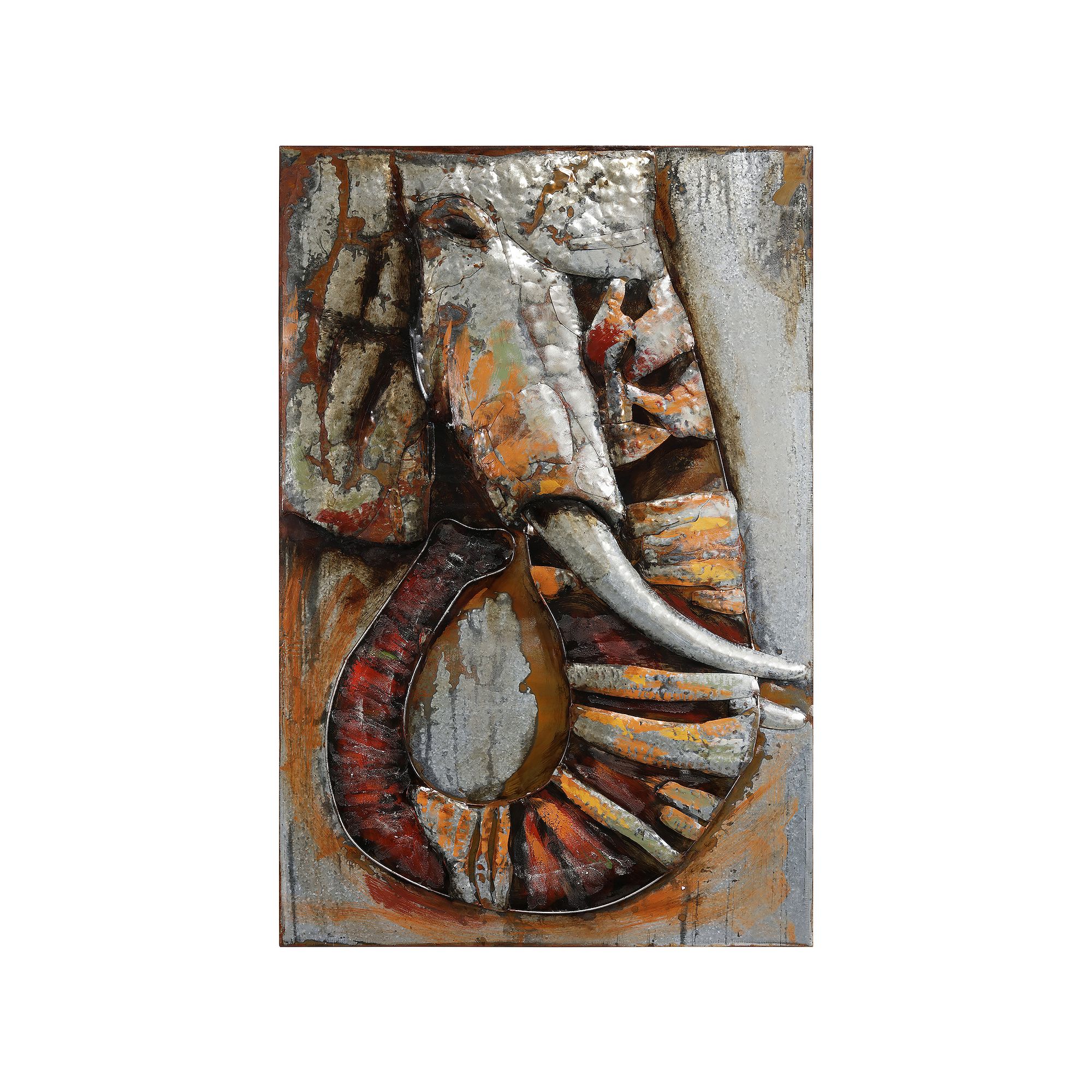 Elephant Mixed Media Iron Dimensional Wall Art, Multi