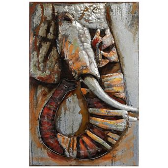 Elephant Mixed Media Iron Dimensional Wall Art