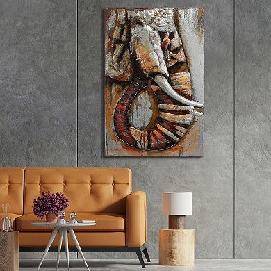 Elephant Mixed Media Iron Dimensional Wall Art