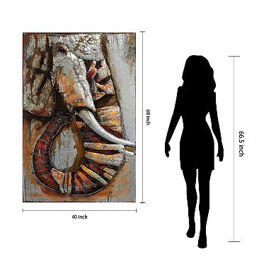 Elephant Mixed Media Iron Dimensional Wall Art