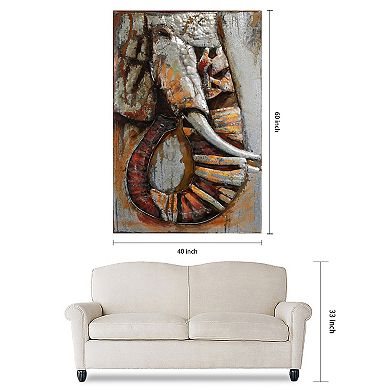 Elephant Mixed Media Iron Dimensional Wall Art