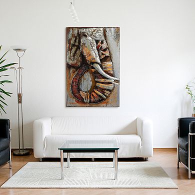 Elephant Mixed Media Iron Dimensional Wall Art