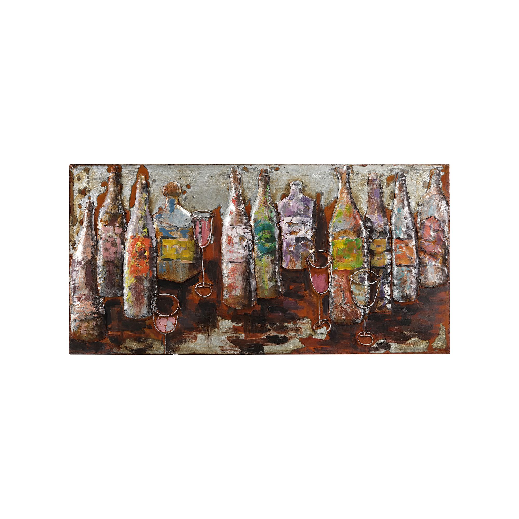 5 Oclock Mixed Media Iron Dimensional Wall Art, Multi