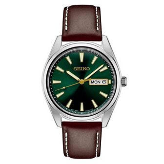 Seiko Men's Essential Stainless Steel Green Dial Watch - SUR449