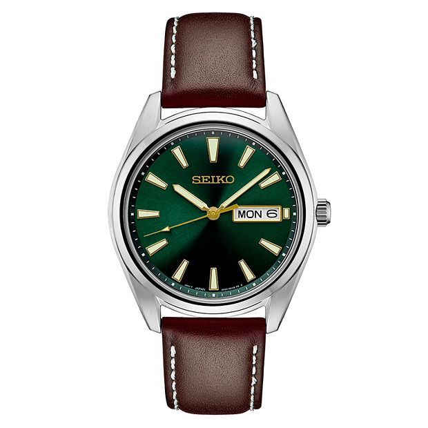 Seiko Men s Essential Stainless Steel Green Dial Watch SUR449