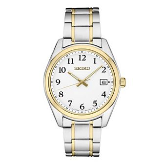 Seiko Men's Essential Two Tone Stainless Steel White Dial Watch - SUR460