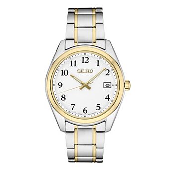 Seiko Men's Essential Two Tone Stainless Steel White Dial Watch - SUR460