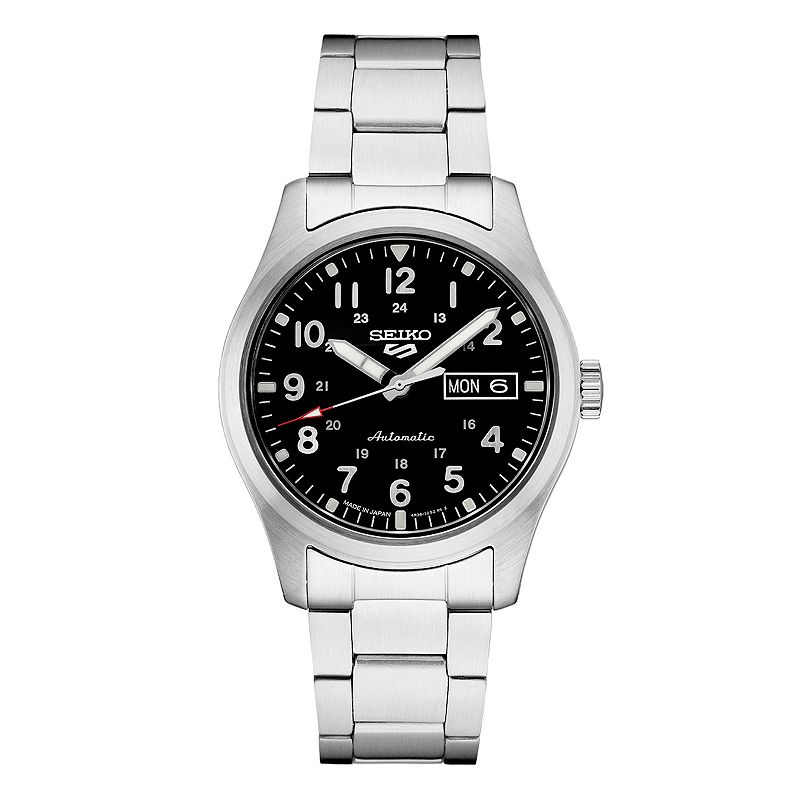 Seiko Men's 5 Sports Stainless Steel Black Dial Watch - SRPG27, Size: 40 mm, Silver