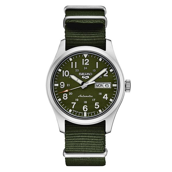 Seiko Men's 5 Sports Stainless Steel Green Dial Watch - SRPG33