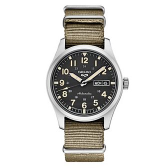 Seiko Men's 5 Sports Stainless Steel Black Dial Watch - SRPG35