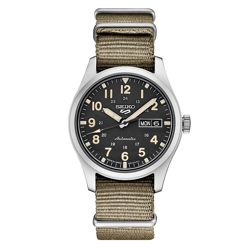 Seiko Men's 5 Sports Stainless Steel Black Dial Watch - SRPG35, Size: 40 mm