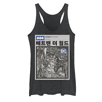 Juniors' Batman: The World Kanji Style News Poster Tank Top