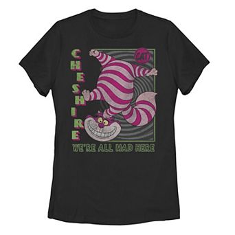 Disney's Alice In Wonderland Cheshire Cat Juniors' We're All Mad Here Graphic Tee