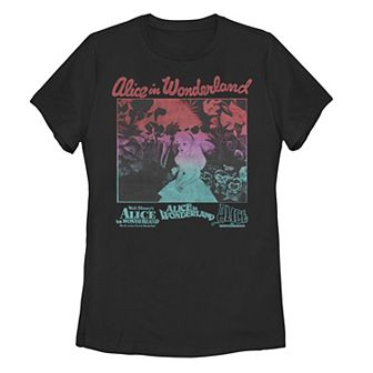 Disney's Alice In Wonderland Juniors' Vintage Movie Poster Neon Graphic Tee