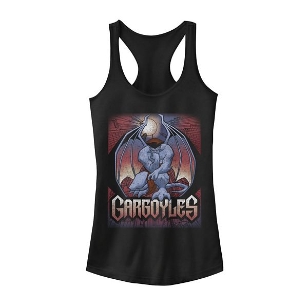 Juniors' Gargoyles Colorful Distressed Poster Racerback Graphic Tank Top