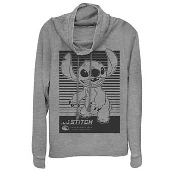 Disney's Lilo & Stitch Juniors' Experiment 626 Poster Graphic Cowlneck Graphic Lightweight Long Sleeve