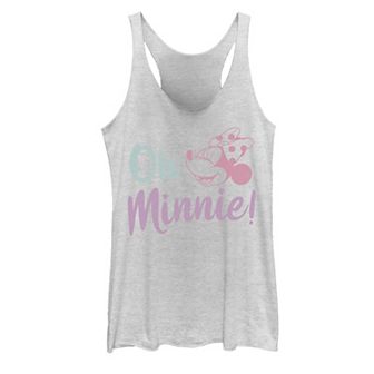 Disney's Mickey And Friends Juniors' Oh Minnie Simple Text Racerback Graphic Tank Top