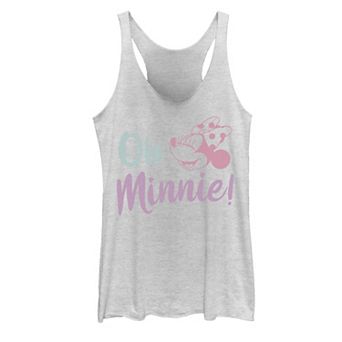 Disney's Mickey And Friends Juniors' Oh Minnie Simple Text Racerback Graphic Tank Top