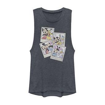 Disney's Mickey And Friends Juniors' Group Shot Polaroids Muscle Graphic Tank Top