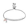 Brilliance Two-Tone Silver Plated "Sister" Crystal Bar Infinity & Heart Charm Adjustable Bracelet