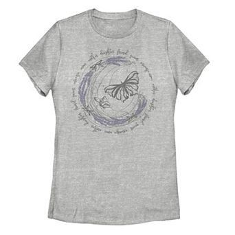 Juniors' Butterfly Sketch Quote Graphic Tee