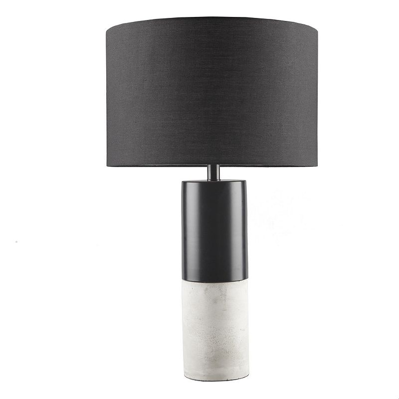 Fulton Concrete Table Lamp Black - Hampton Hill: Ink+Ivy Modern Drum Shade, Metal Base Push Button Switch