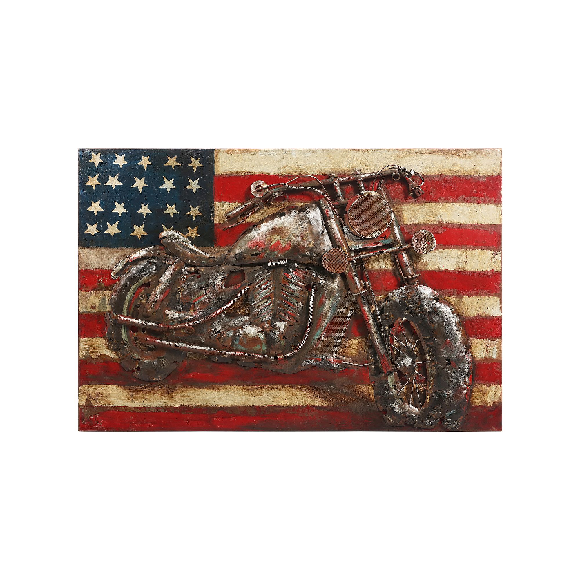 Motorcycle 3 Mixed Media Iron Dimensional Wall Art, Multi