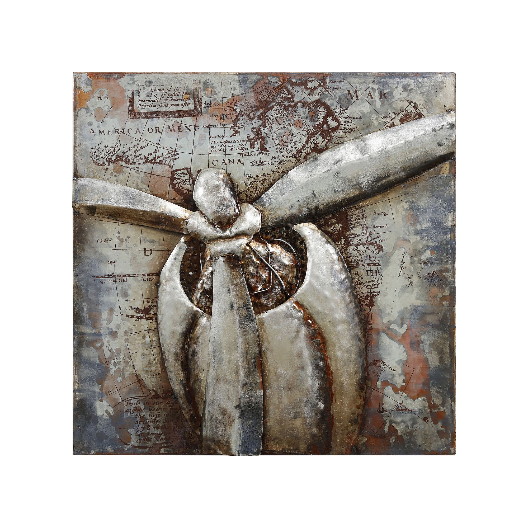 Empire Art Direct Retro Airplane 1 Metal Wall Art, Gray