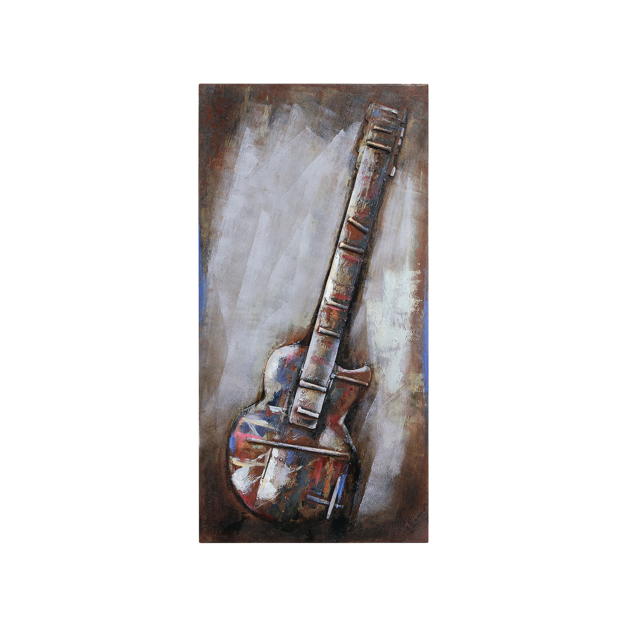 Electric Guitar Mixed Media Iron Dimensional Wall Art, Multi